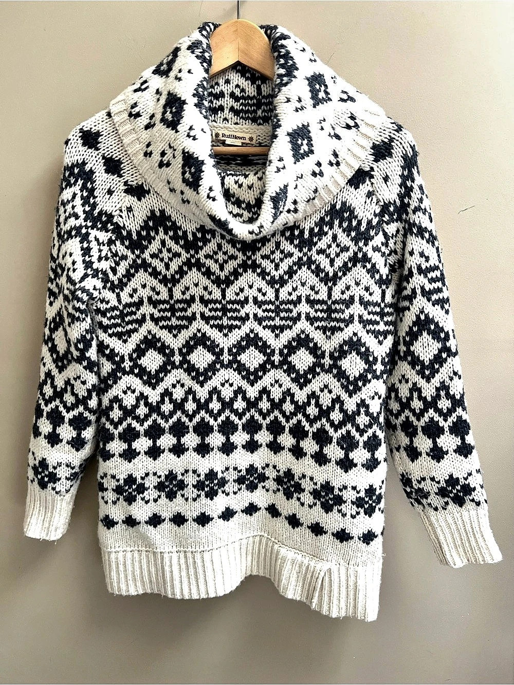 Ruff Hewn Fair Isle Cowl Neck Sweater Size Medium